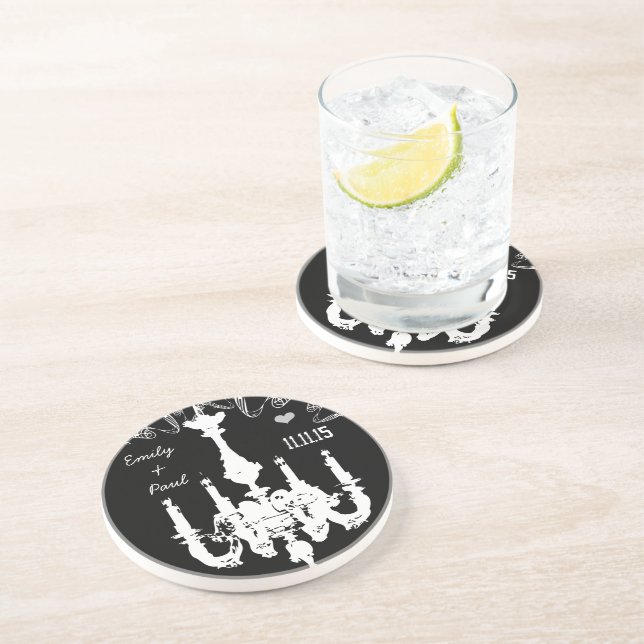 Weiße Vintage Kronleuchter wählen Hintergrundfarbe Getränkeuntersetzer (Seite)