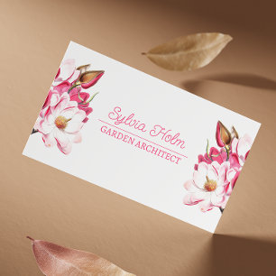 Weiße Vintage-Magnolien Botanische Persönliche Vis Visitenkarte