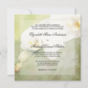 Weiße Vintage-Orchideen-Hochzeitseinladungen Einladung