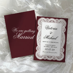 Weiße Vintage-Papier-Spitze Romantischer Chic Rote Einladung