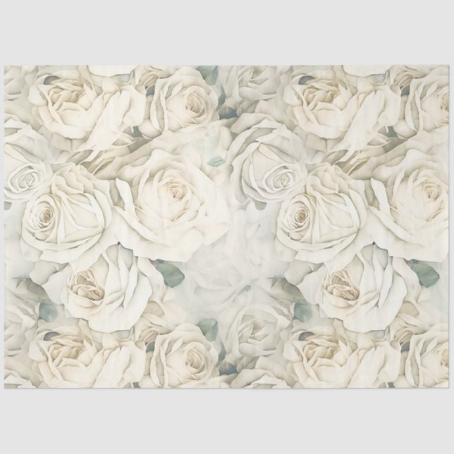 Weiße Vintage Rose Seidenpapier (Vorderseite)