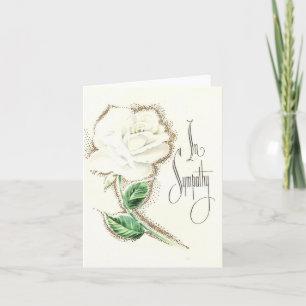 Weiße Vintage-Rosen-Trauerkarte Karte
