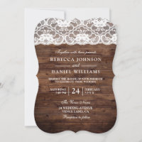 Weiße Vintage-Spitze rustikale Holz-Hochzeitseinla