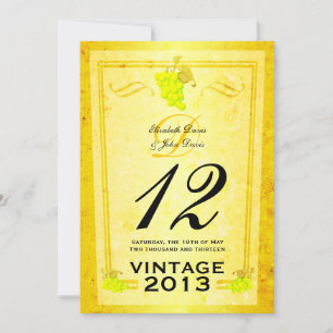 Weiße Vintage-Wein-Tischnummern-Karten Einladung