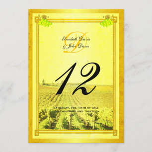 Weiße Vintage-Weinreben-Tischnummernkarten Einladung