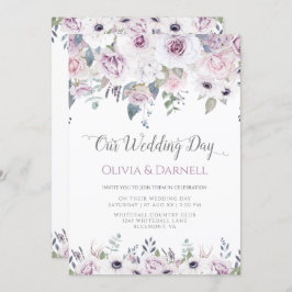 Weiße Violett-Violett-Violett-Lavendel-Weiße Blume Einladung