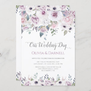 Weiße Violett-Violett-Violett-Lavendel-Weiße Blume Einladung