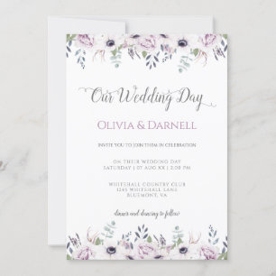 Weiße Violette Lila Lavendel Weiße Blumenzehen Einladung