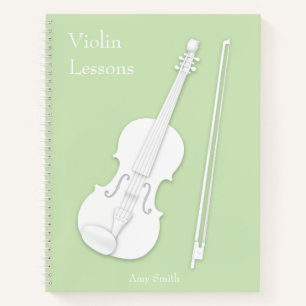 Weiße Violinbesatzmaschine "Green Custom" Notizbuch