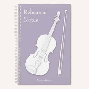 Weiße Violine Lavendel Grau Elegantes Ambiente Notizbuch