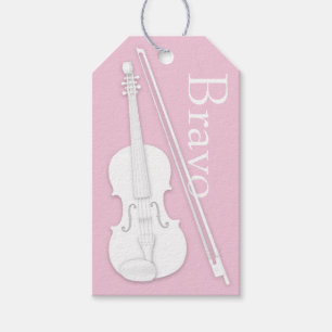Weiße Violine und Bow Pink Musical Occaise Custom Geschenkanhänger