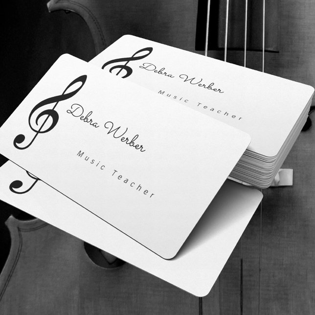 weiße Visitenkarte & Musiknote (music lessons)