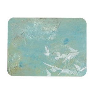 Weiße Vögel fliegen durch den blauen Himmel Magnet