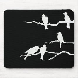 Weiße Vogel-Silhouette Mousepad