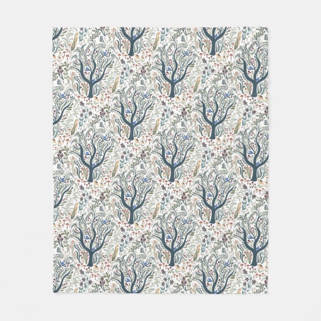 Weiße Volkskunst, Wald Erde Tones Fleecedecke (Vorderseite)