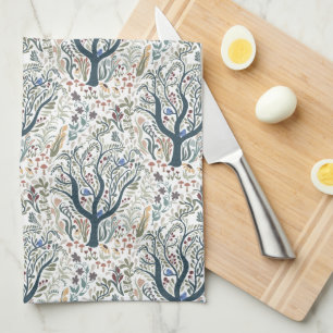 Weiße Volkskunst, Wald Erde Tones Geschirrtuch