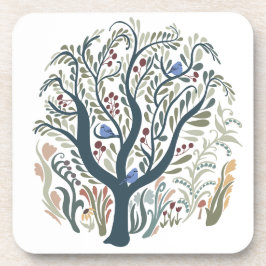 Weiße Volkskunst, Wald Erde Tones Getränkeuntersetzer