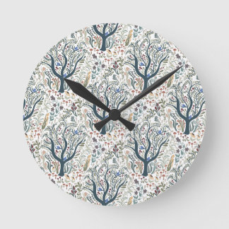 Weiße Volkskunst, Wald Erde Tones Runde Wanduhr