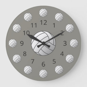 Weiße Volleyball-Atom mit Zahlen Große Uhr