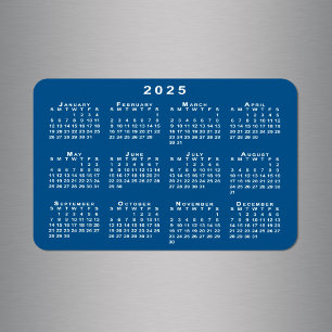 Weiße Vorlage für den Kalender 2025 Blaue Hintergr Magnet