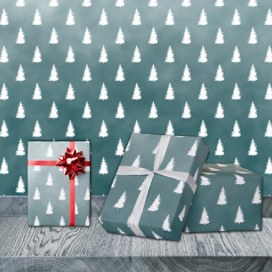 Weiße Waldbäume Blaue Spruce Geschenkpapier