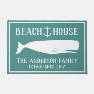 Weiße Wale und Anchor Beach House Green Fußmatte