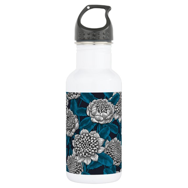 Weiße Waratah-Blüten Edelstahlflasche (Vorderseite)