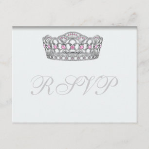 Weiße Wartekarte Prinzessin-Tiara RSVP