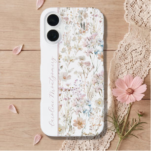 Weiße Wasserfarbe-Floral-Personalisierung iPhone 16 Hülle