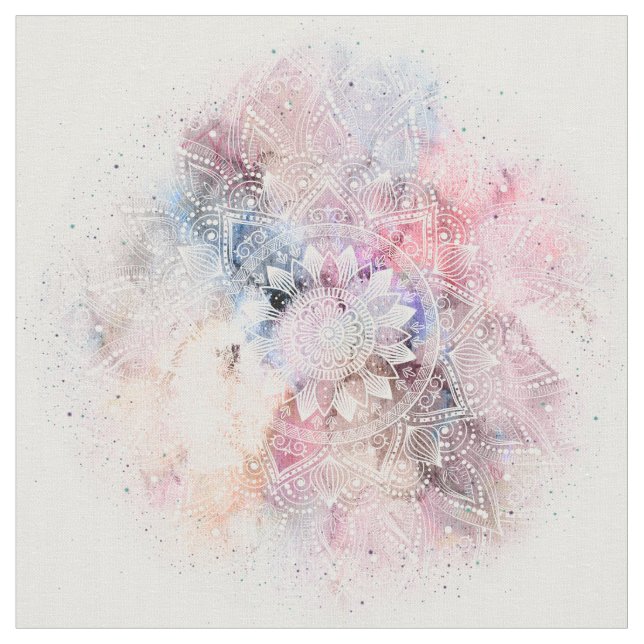 Weiße Wasserfarbe Mandala Design Stoff (Nahaufnahme)