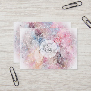 Weiße Wasserfarbe Mandala Design Visitenkarte