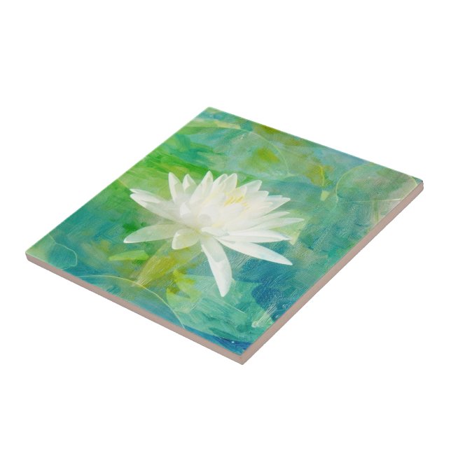 Weiße Wasserlilie Blossom Fliese (Seite)