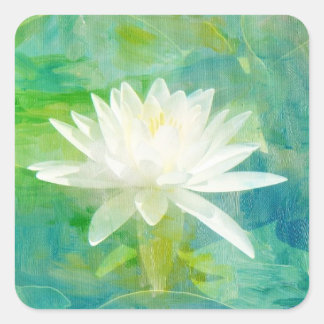 Weiße Wasserlilie Blossom Quadratischer Aufkleber