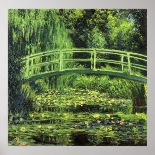 Weiße Wasserlilien durch Claude Monet, Vintage Poster