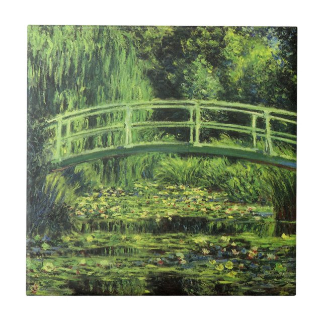 Weiße Wasserlilien von Claude Monet, Vintage Kunst Fliese (Vorderseite)