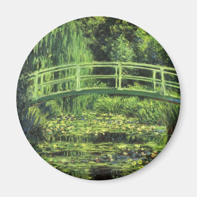 Weiße Wasserlilien von Claude Monet, Vintage Kunst Magnet (Vorne)
