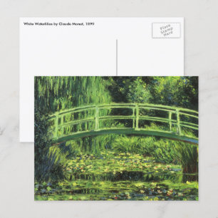 Weiße Wasserlilien von Claude Monet, Vintage Kunst Postkarte