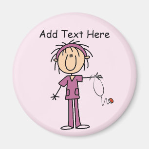 Weiße weibliche Strichmännchen-Krankenschwester- Magnet