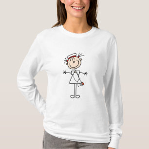 Weiße Weibliche Strichmännchen Krankenschwester T-Shirt