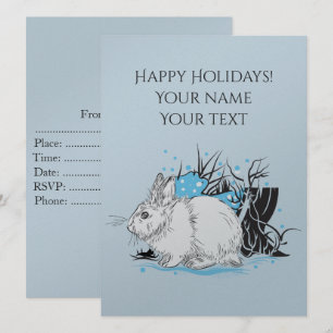 weiße Weihnachten Hase Kaninchen Einladung