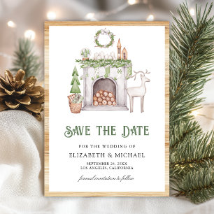 Weiße Weihnachten Kamin Foto Hochzeit Save The Date