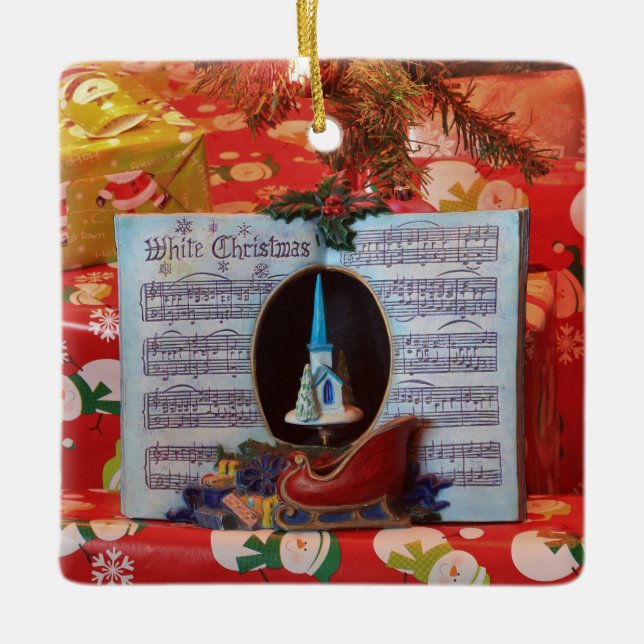 Weiße Weihnachten und Weihnachten Keramikornament (Vorderseite)