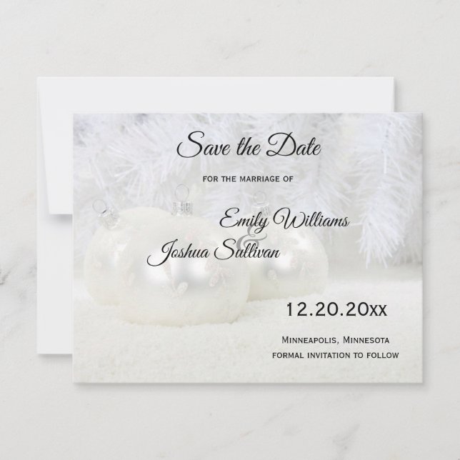 Weiße Weihnachten Winterhochzeit Save The Date (Vorderseite)