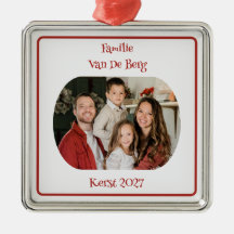 Weiße Weihnachts-Familien-Ornament mit Foto und Na
