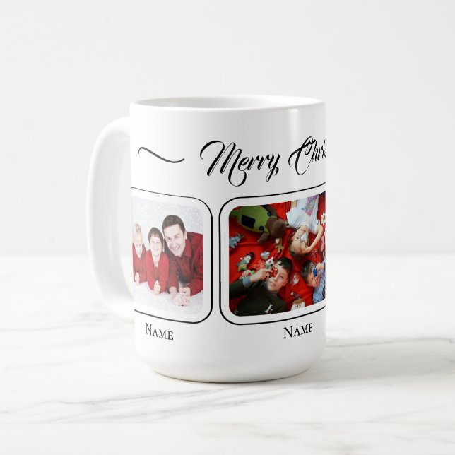 Weiße Weihnachts-Familientasse Kaffeetasse (Vorderseite Links)