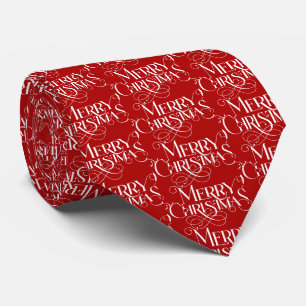 Weiße Weihnachts Retro Typografie auf Rot Krawatte