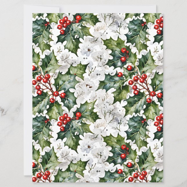 Weiße Weihnachts-Stechpalme Traditionelles Scrapbo (Vorderseite)