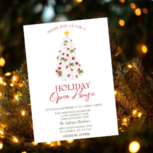 Weiße Weihnachtsbaum-Feiertags-Open-House   Einladung