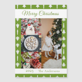 Weiße Weihnachtsbaum-Fotocollage Magnetkarte