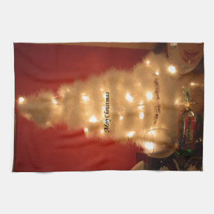 Weiße Weihnachtsbaum-Kollektion mit Dekorationen Handtuch